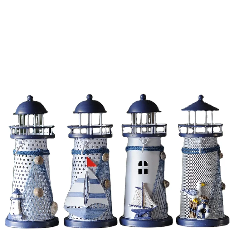 Ywbeyond 14cm 18cm 28cm Mediterranean style home nautical decor candle holder lighthouse decorations