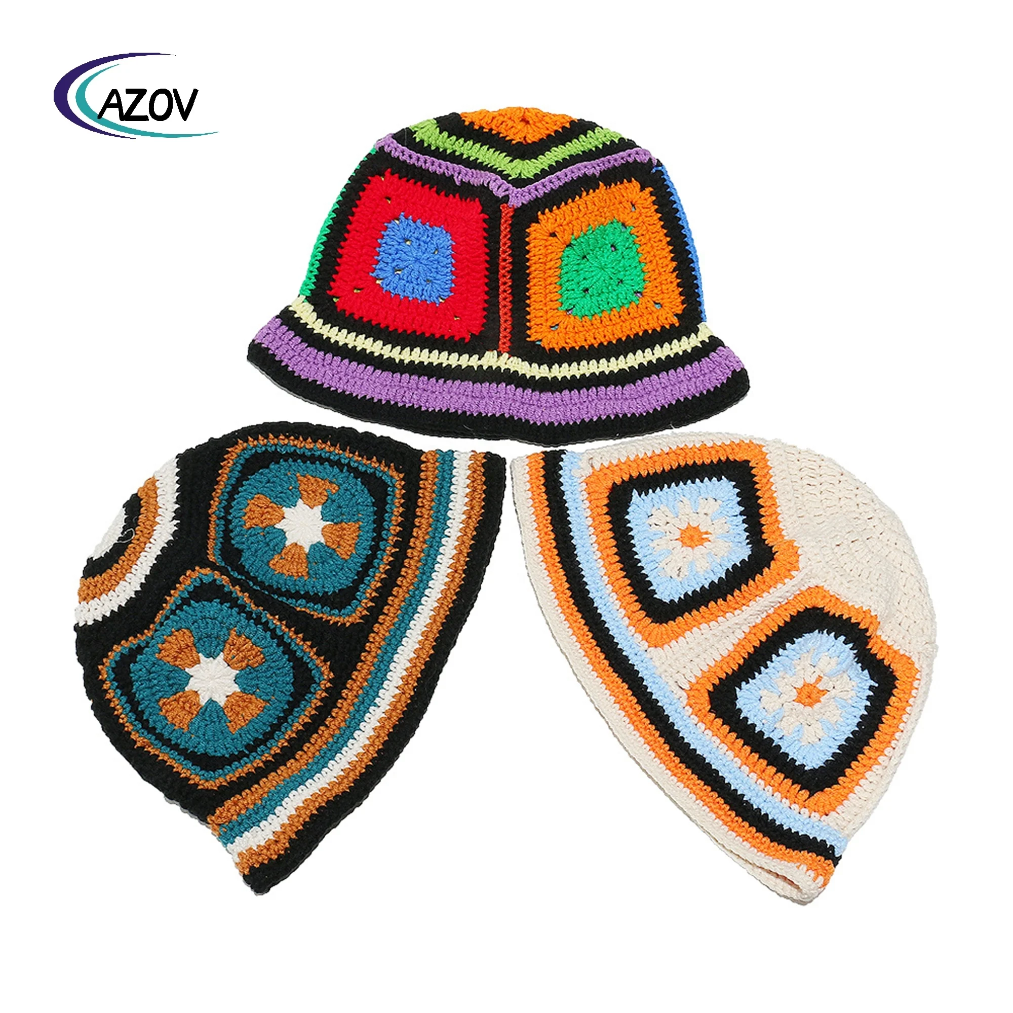 hiyin bohemian h crocheting hat fashion flower knitted fisherman hat hollow out bucket hat female -style retro