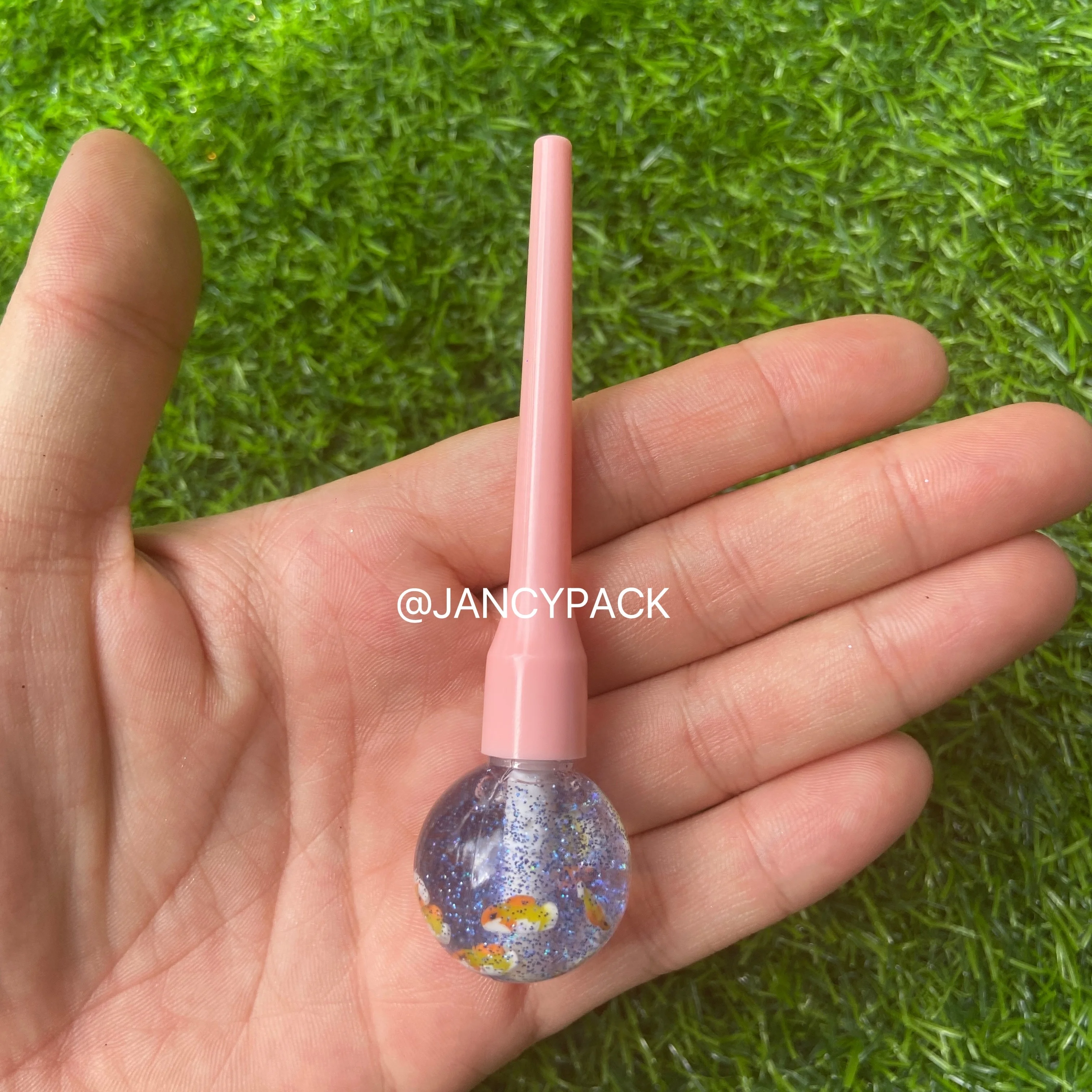 JANCY 6ml Private Label Vendor lollipop shape glitter lip balm oil Cute Oem New Shine Hydrating Clear Glossy Lip Gloss