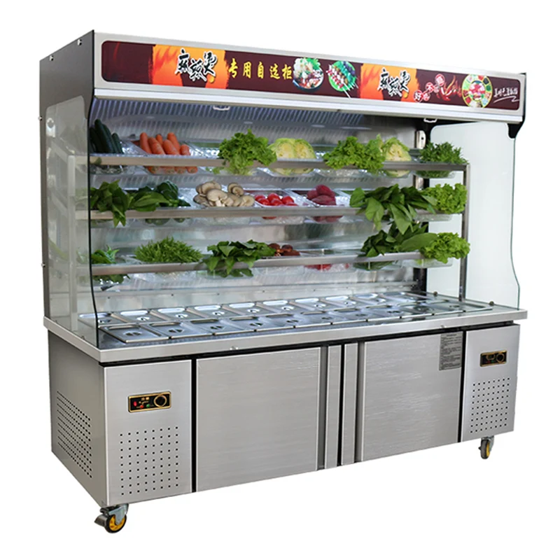 Malatang glass display fridge refrigerated display cooler fruit salad display freezer