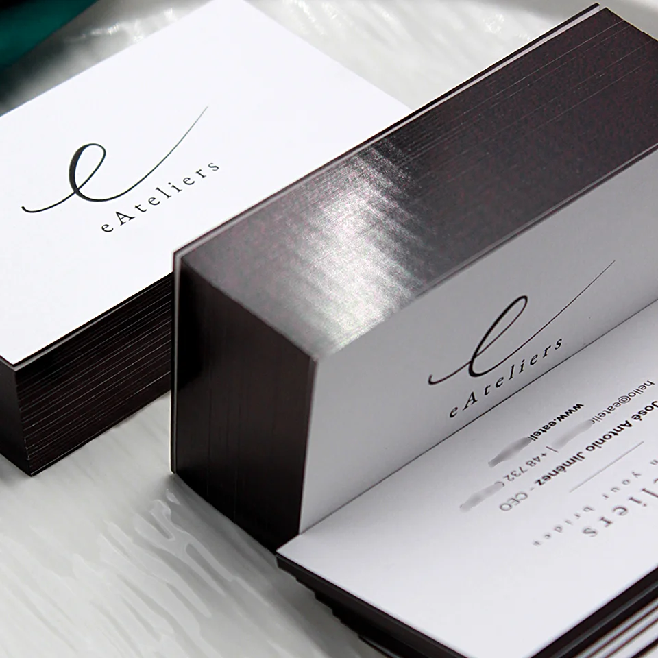 Luxury Custom LOGO Printing Business Cards With Black Gold Foiled Edge Die Cut Paper Thank You Card for Small Business