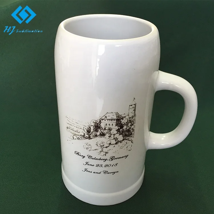 sublimation 1L German beer steins custom logo ceramic beer mug