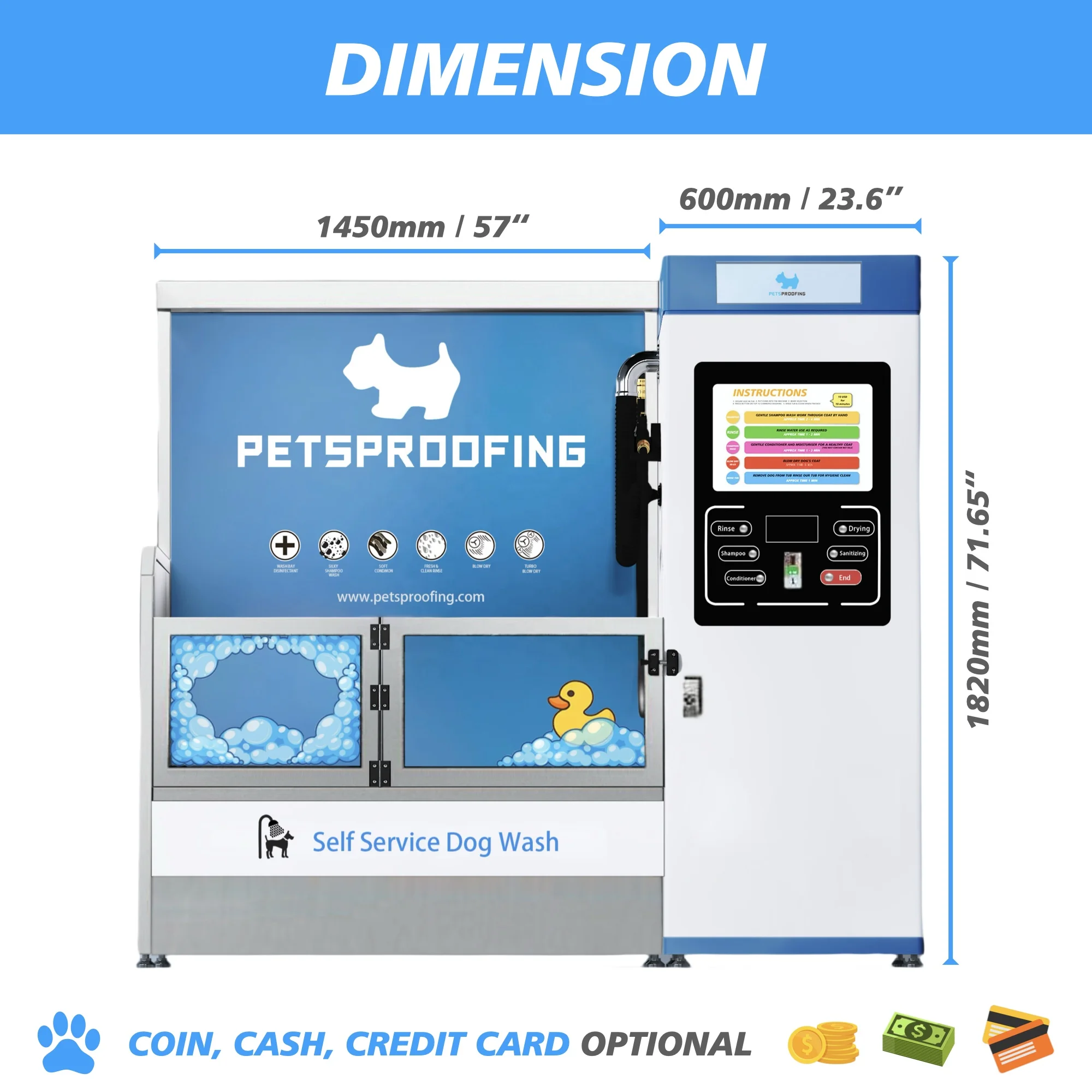 New Invention Portable Automatic Cat Dog Grooming Bath Machine Self-Service Dog Cat Washing Station Stainless Steel Material