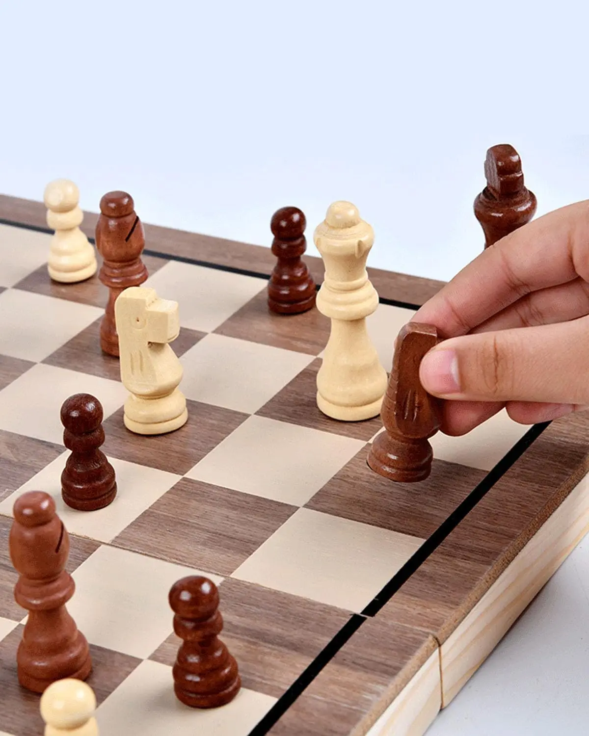 cheap magnet mini wooden chess pieces board game travel magnetic chess set custom wood board games for family