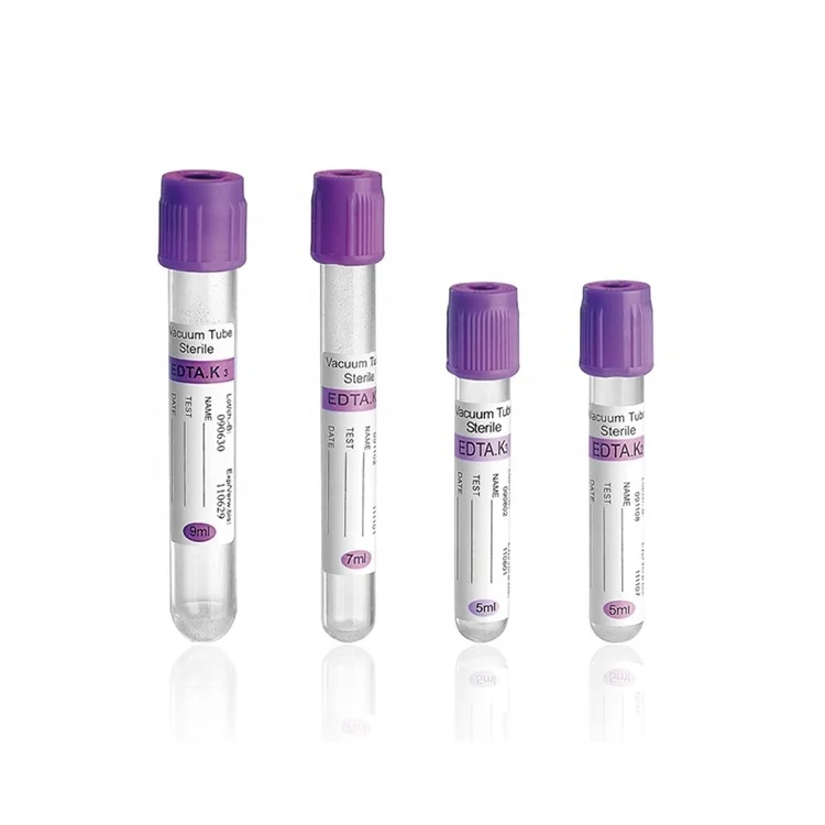 1-5ml 5-10ml disposable edta k2 k3 vacuum blood collection tube glass/PET customizable medical blood sample collection tube