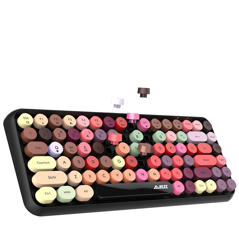  Новый стильный водонепроницаемый ретро круглый ключ многоцветный Девушка мультимедиа 308i цветная Беспроводная клавиатура для ПК компьютера ноутбука