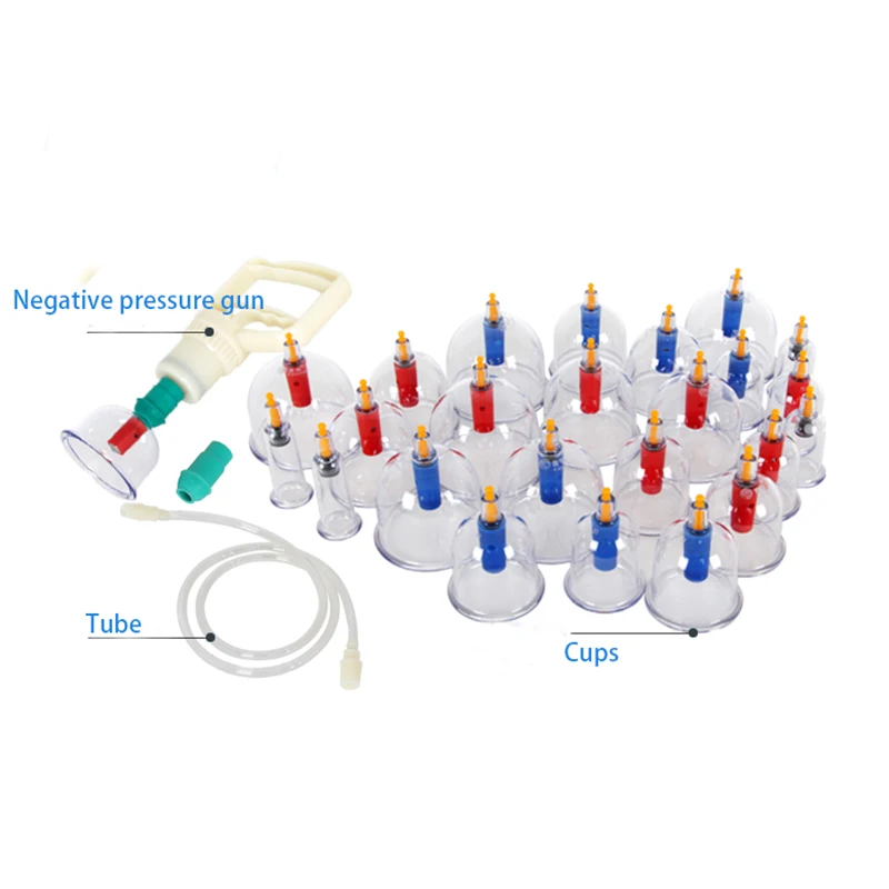 Very popular 24 cups chines vacuum glass cupping hijama cups therapy set for joints back leg