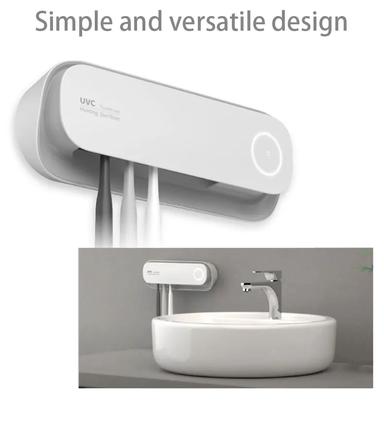 New Design Hot Sale Wall Mounted Intelligent Toothbrush Holder Sterilizer with 3000mAh Rechargeable Battery