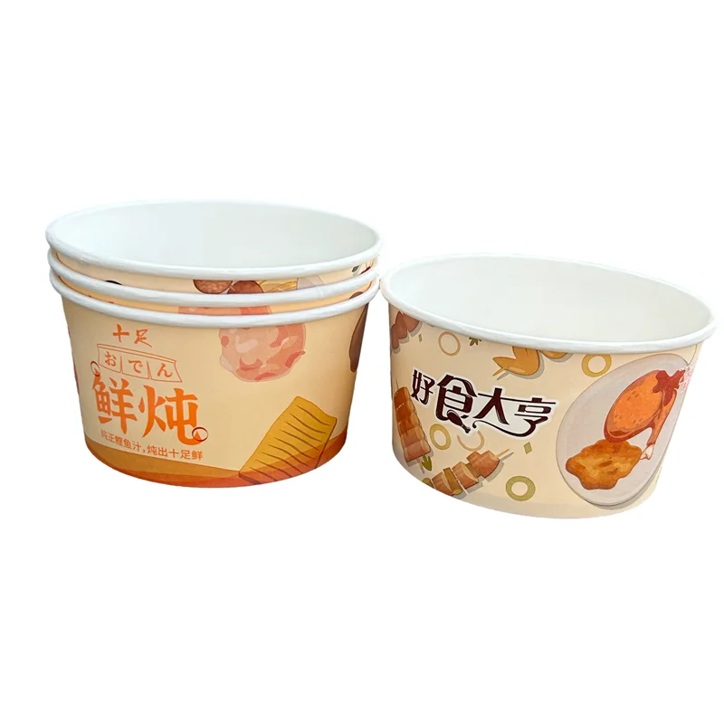 Gobest pe pla coated personalizedice cream packaging   fruit bowls and cups cover pulp food bowl with pulp lid food container