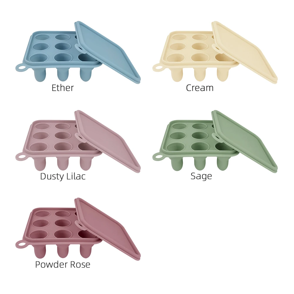 New Design Fruit Food Feeder BPA Free Baby Milk Silicone Ice Cube Freezer Tray with Cover