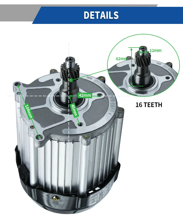 72V Controller 3000W Electric Atv Gokart Rear Differential Axle Listrik 60V 1800W Bldc Tricycle Motor