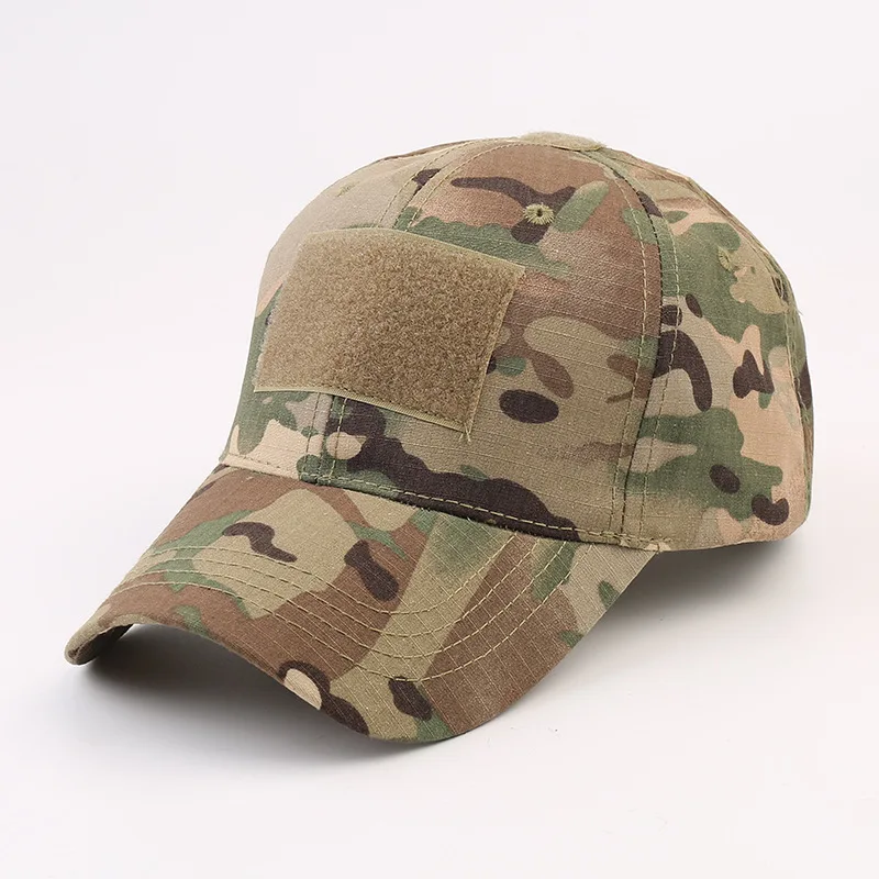 Hiking Running Camping Hook and Loop Fastener Camo Baseball Cap Men Patches Custom Logo Black Tactical Camouflage Cap for Men
