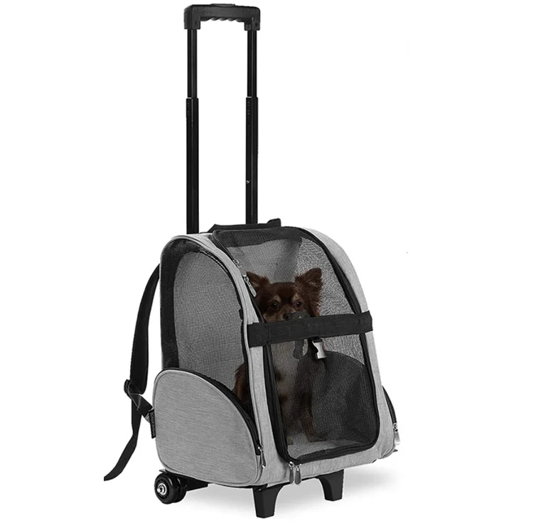 Portable Multi Function Dog Pet Travelling Carrying Trolley Backpack Bag