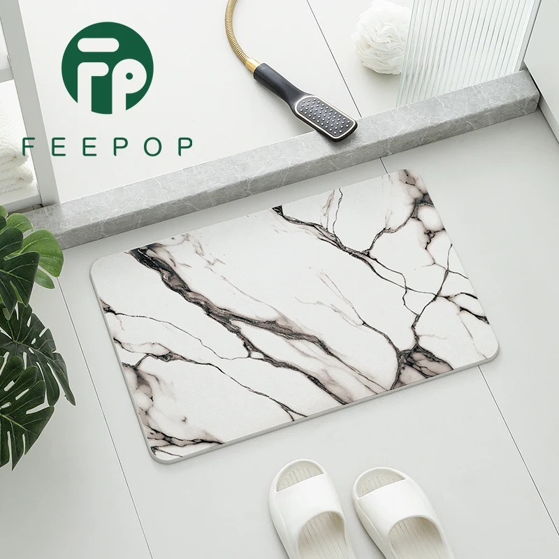 Unique Design Sustainable Shower Mat Fast Drying Anti Slip Bath Mat Diatomite Stone Bath Mat
