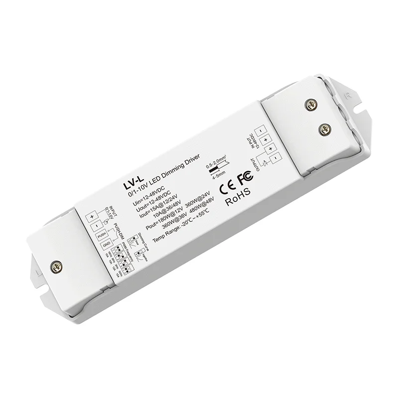 LV-L 12-48V 480w PWM LED dimmer Push Dim constant voltage DC input 0-10V 1-10V led dimming driver