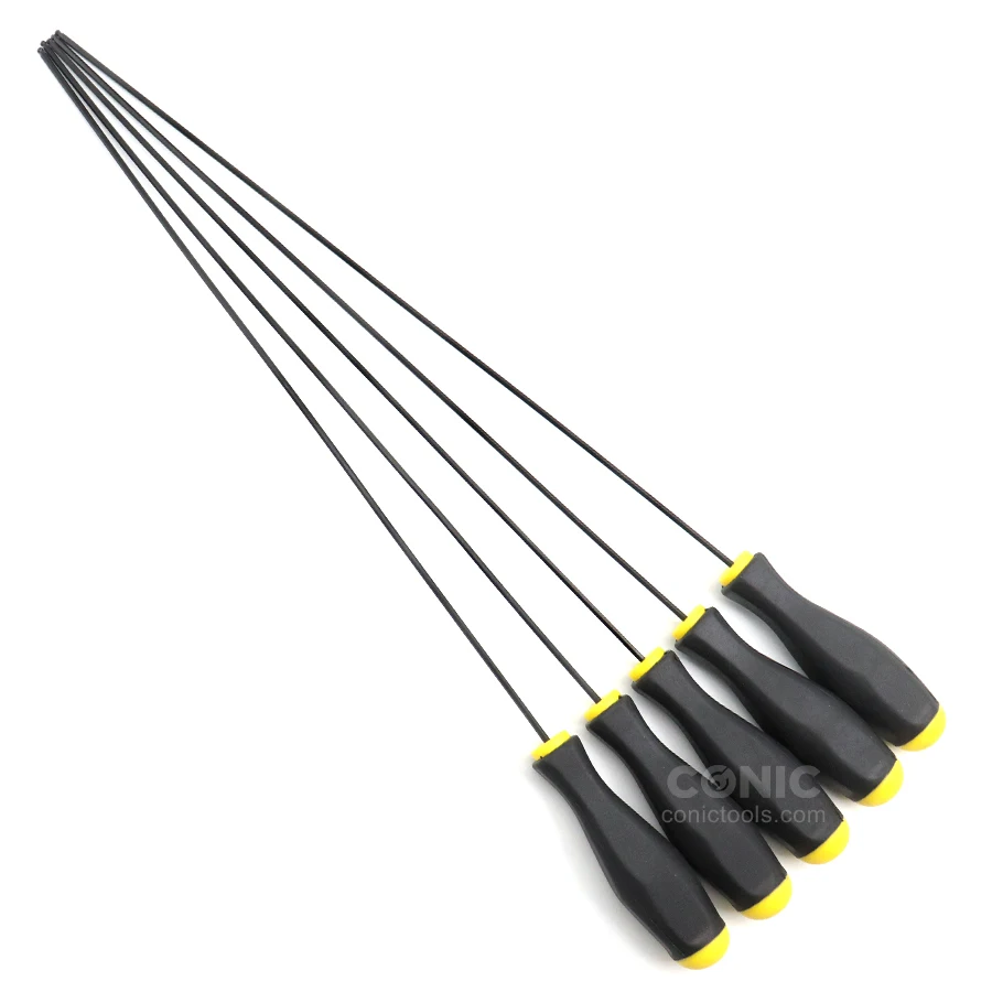 Bondhus Style Customized 2/3/4/5/6/8 mm CRV Steel Material TPR Handle Magnetic Long Ball End Screwdriver