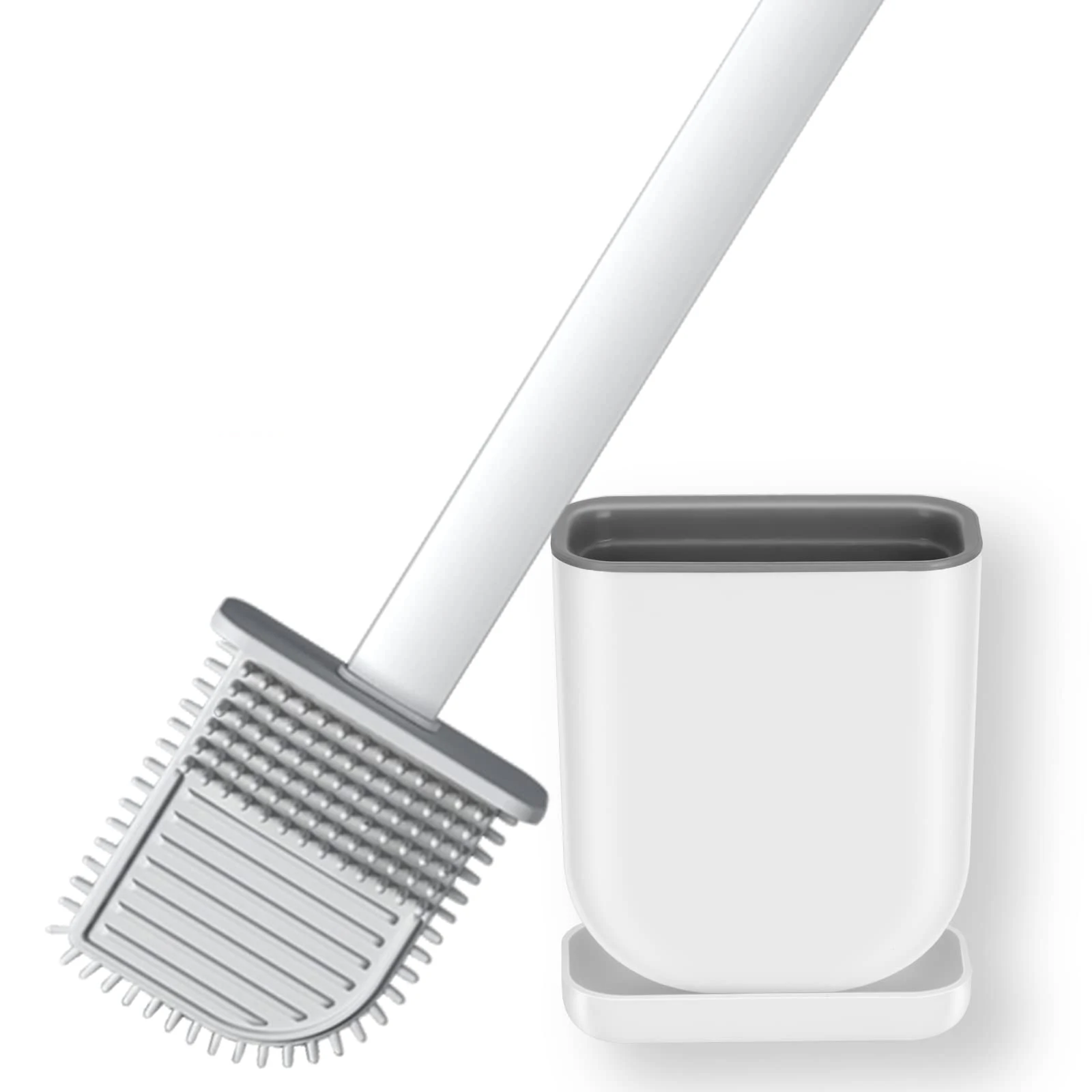 Набор силиконовых пластиковых щеток для унитаза с гибкой головкой настенный напольный держатель удобно чистит углы