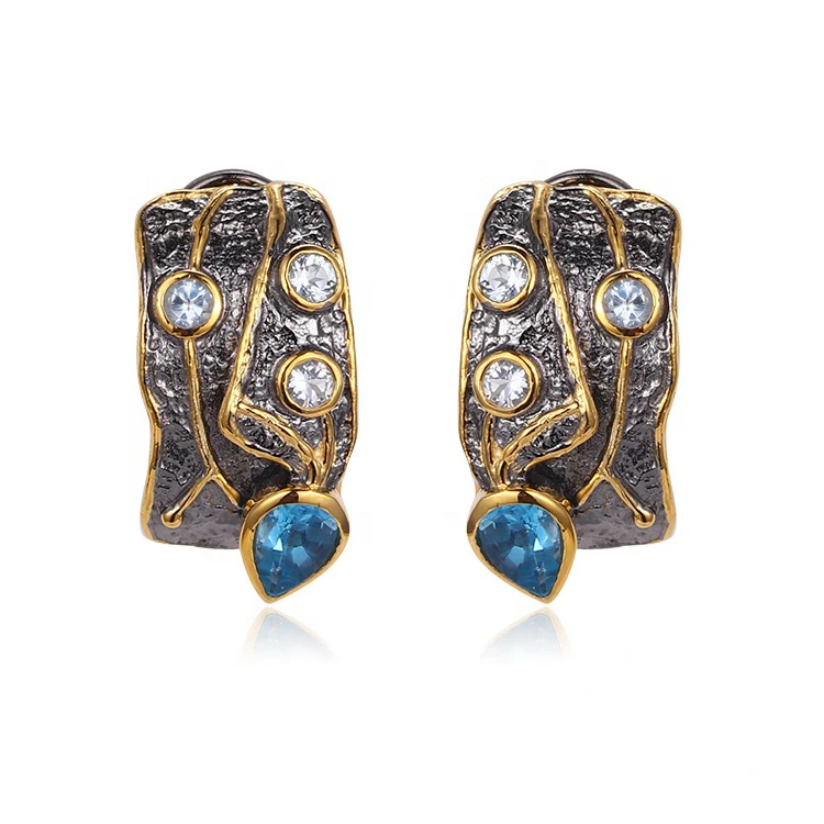 Fashion Thailand Costume 925 Sterling Silver Huggie Earrings Jewelry for Women