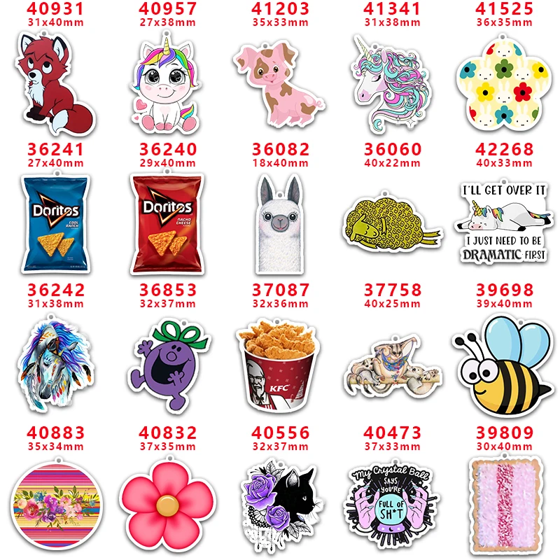 Fashion Cartoon Printed Planar Resin Flatback 50pcs/lot for Charms DIY Bow Craft Supplies Phone Decorations with hole