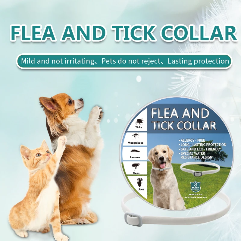 OEM Flea and Tick Collar for dogs No Deet Essential Oils Based 8 Moths Pets Dogs Protection
