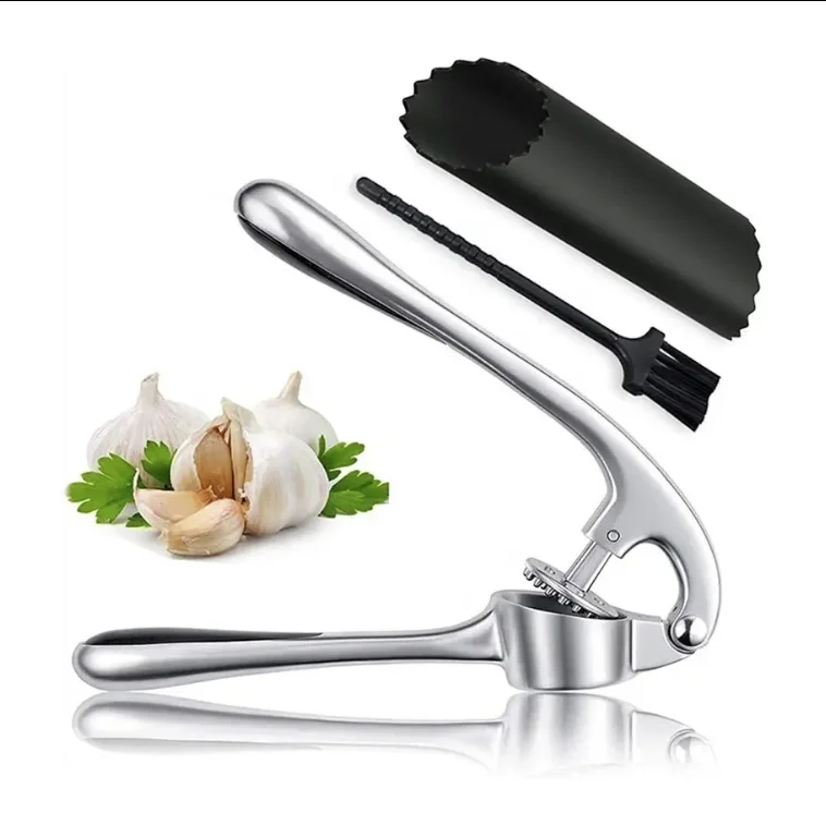 Hot Sale Kitchen Products Premium Quality Garlic Press Tool Assisted Garlic Mincer Easy Clean Garlic Crusher