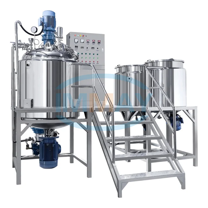 High performance 500L 1000L 2000L 3000L 1 ton 2 3 5 tons 2-way vacuum homogenizer mixer and reactor for cosmetic pharmacy