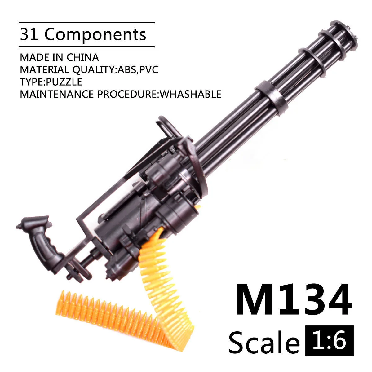 Масштаб 1/6 Gatling M134 пулемет Сборная модель игрушки головоломки Строительные кирпичи Игрушечная для
