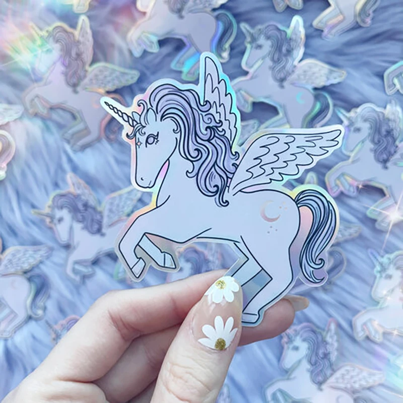 Wholesale Custom Stickers diecut Waterproof Vinyl Pvc Clear Glitter Die Cut Anime Vinyl Stickers Holographic Sticker