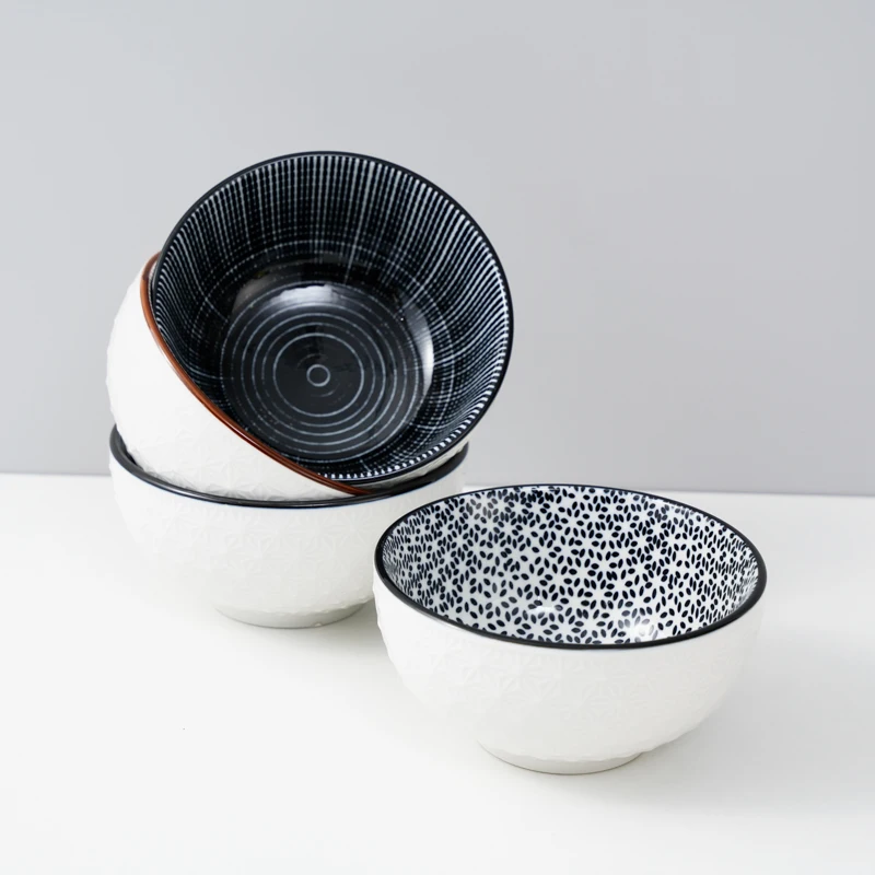 Huilang Popular Ceramic Bowl Ceramic Western Design Printing Salad Bowl Porcelain High-Quality Craftsmanship Dinnerware Set