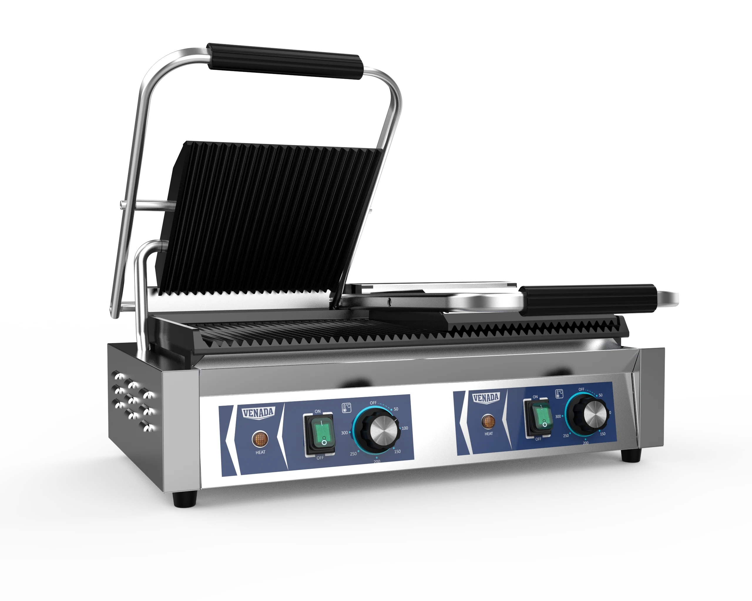 Commercial Heavy Duty Panini Maker Electric Double Panini Grill Contact Hot Plate Sandwich Grill With Non Stick Cast Iron