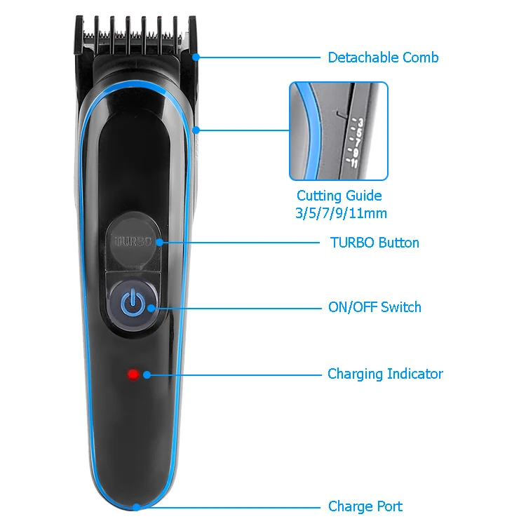 PRITECH USB зарядка 5 головка машинка для стрижки волос набор из нержавеющей стали с лезвием в 1 Набор