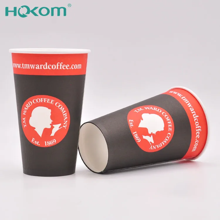 custom high quality  biodegradable cups disposable takeaway cappuccino espresso hot drink paper coffee cups with lids 16 oz