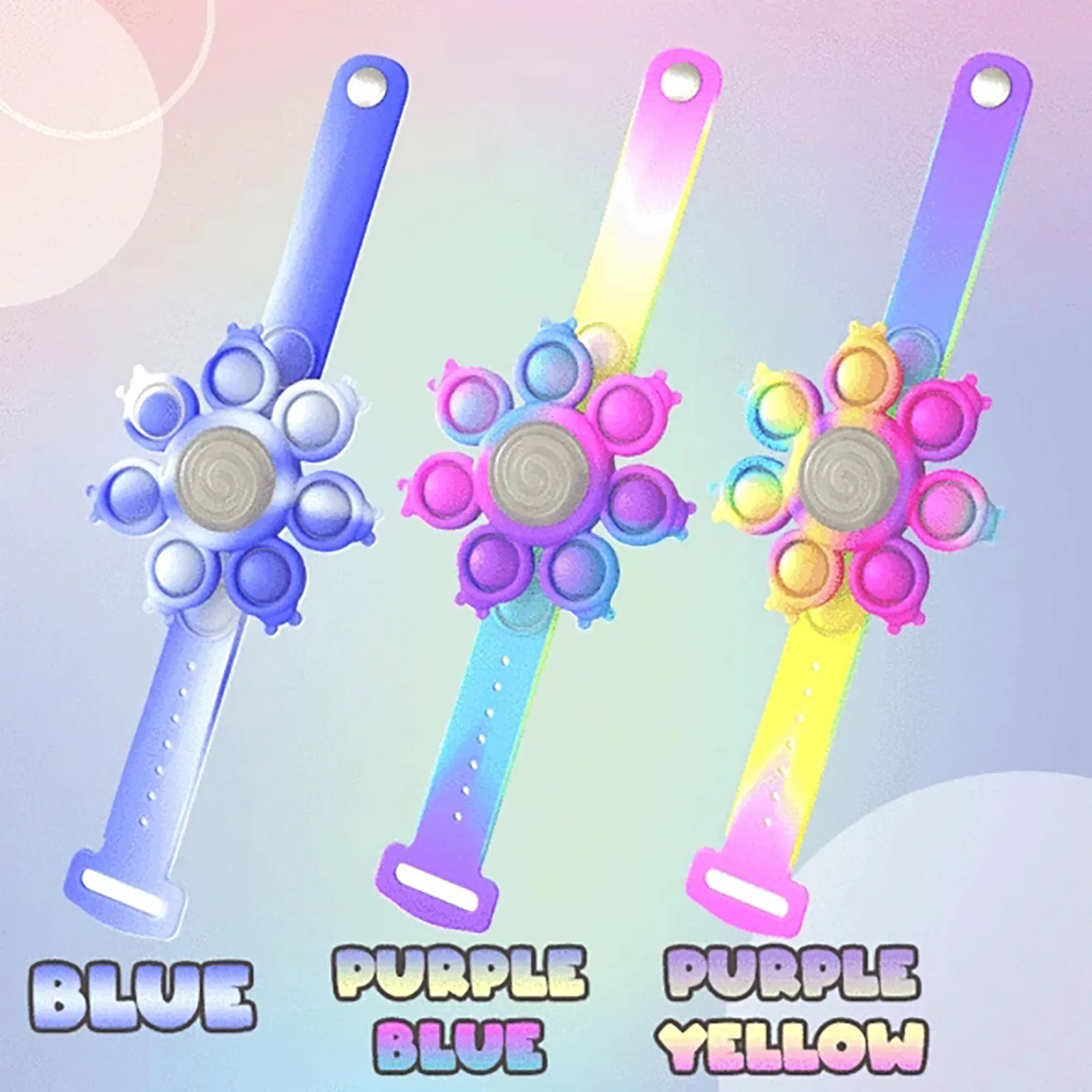 Push Bubble Dimple Fidget Spinner Sensory Toys For Children Decompression Promotion Gift Anti Stress Luminous Rotating Bracelet