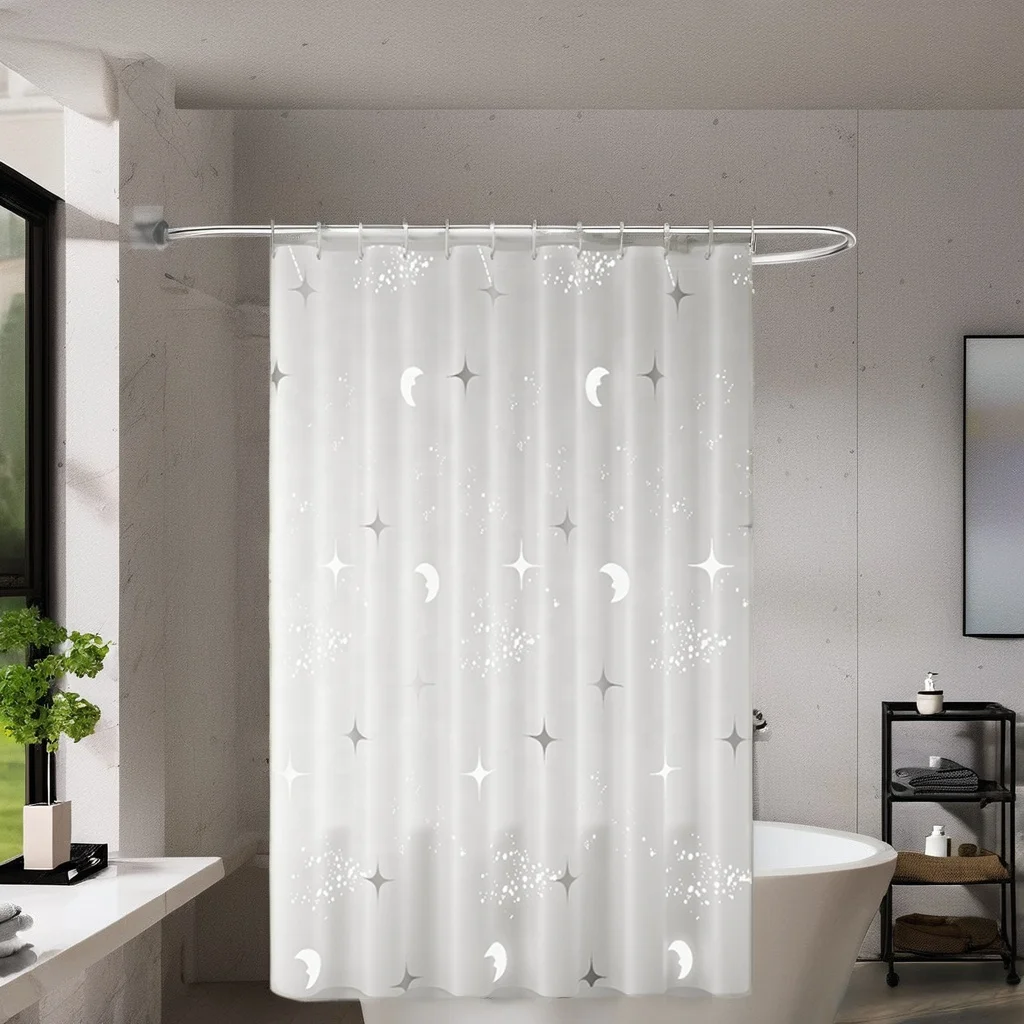 Лидер продаж Заводская водонепроницаемая и защищенная от плесени пластиковая накладка для занавесок душа с принтом EVA