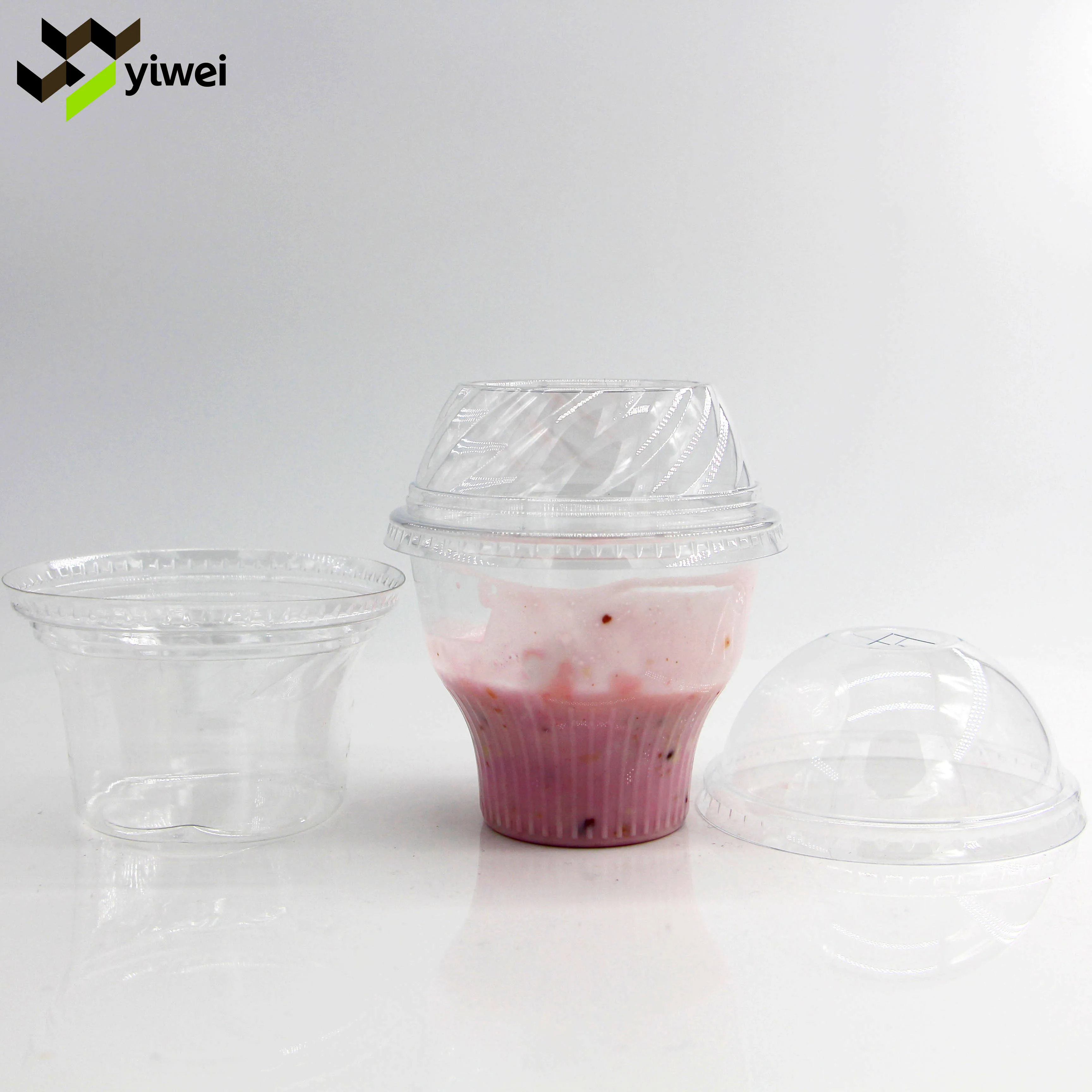 Wholesale 5 6 7 8 9 12oz food cake moussee container clear yogurt plastic cup for ice cream dessert cups snack bowl with Lids
