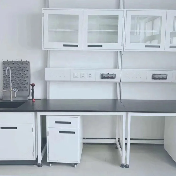 Medical Laboratory Workbench Chemical Furniture Table With Mobile Cabinet Storage