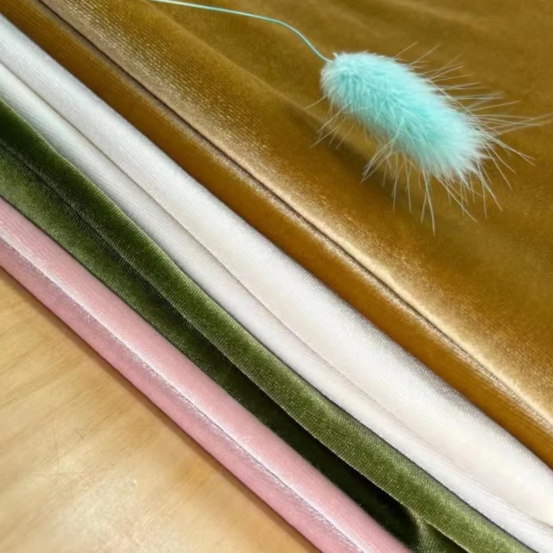 Fashion design Korean velvet 92% polyester textile fabric for women uniforms dress