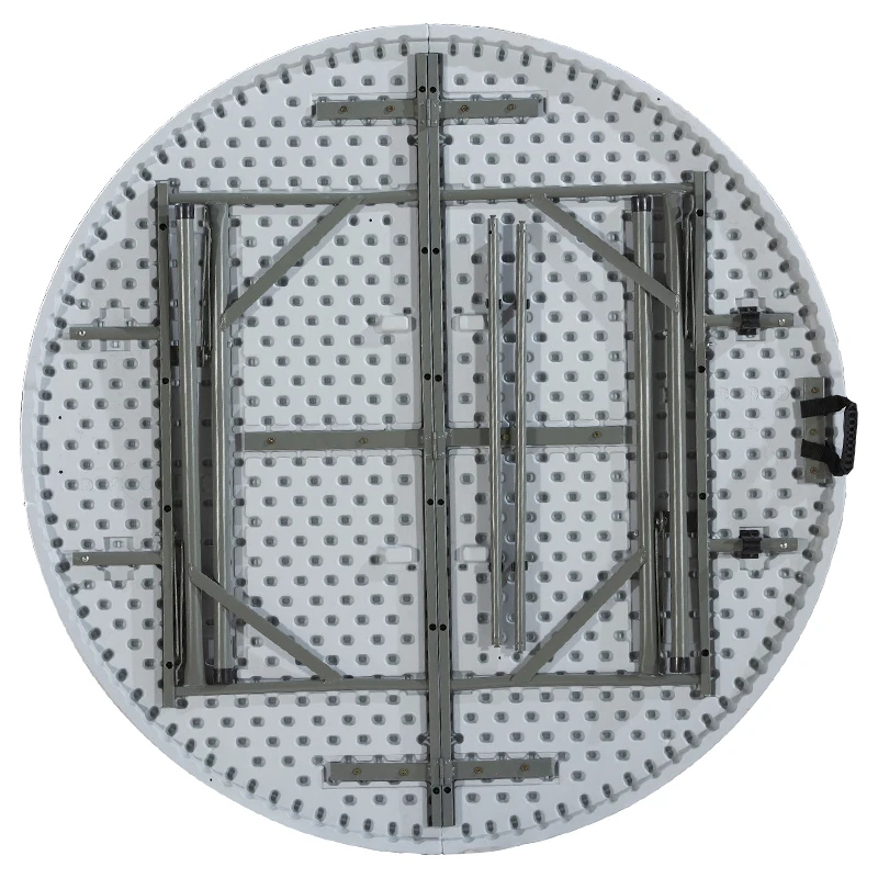 OEM 4 Foot 122*74 Fold-In-Half Round HDPE Table White Round Portable Plastic Indoor Outdoor Tables With Handle Lock