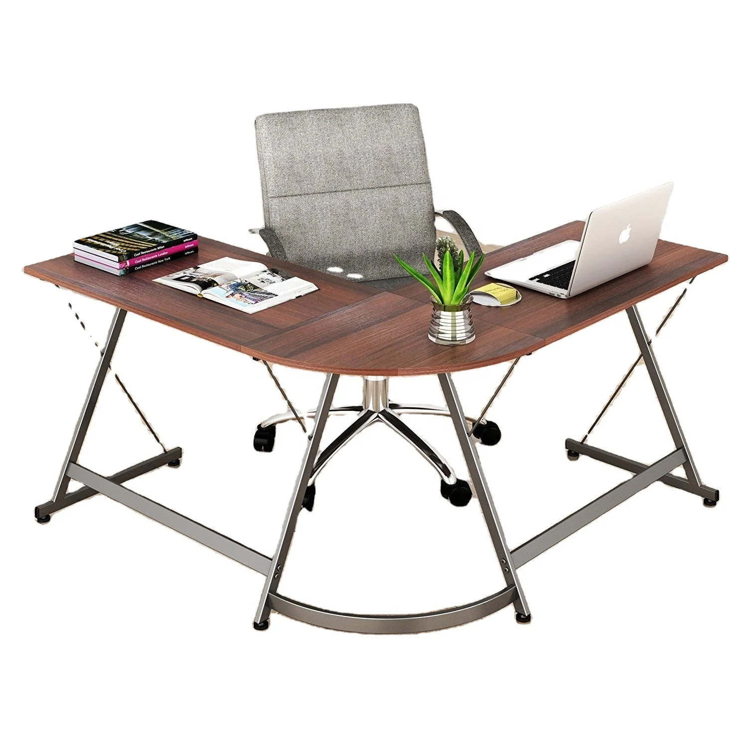 Wooden L Shaped Desk Corner Desk Office Desk Computer Station PC Home Workstation Office Furniture Commercial Furniture Modern