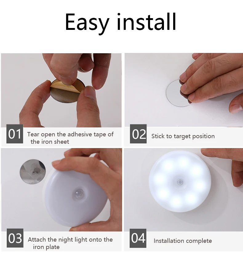 High Quality Human Body Induction Lamp USB Recharge LED Motion Sensor Night Light Wireless Cabinet Closet Wall Lamp for Home