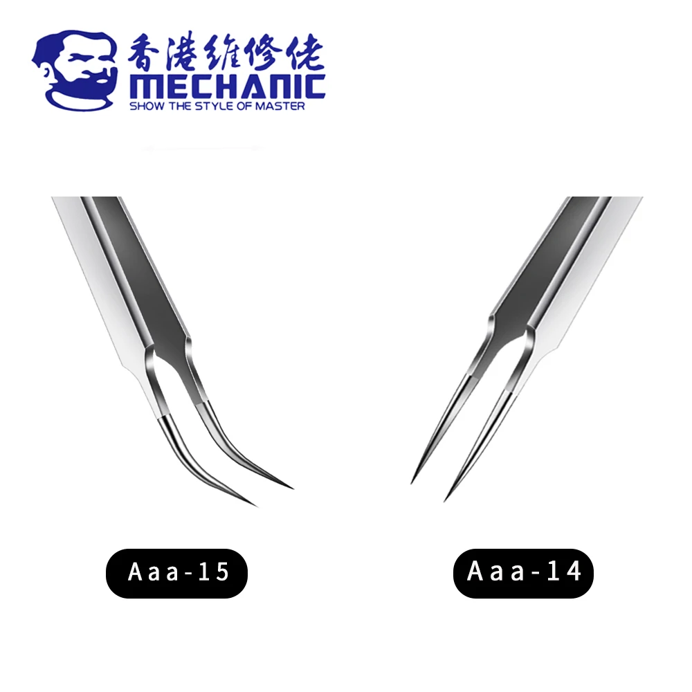 MECHANIC A-14 Stainless Steel Ultra Fine High Hardness Tenacity Durable Tweezers For SMD PCB BGA Motherboard Micro Repair Tool