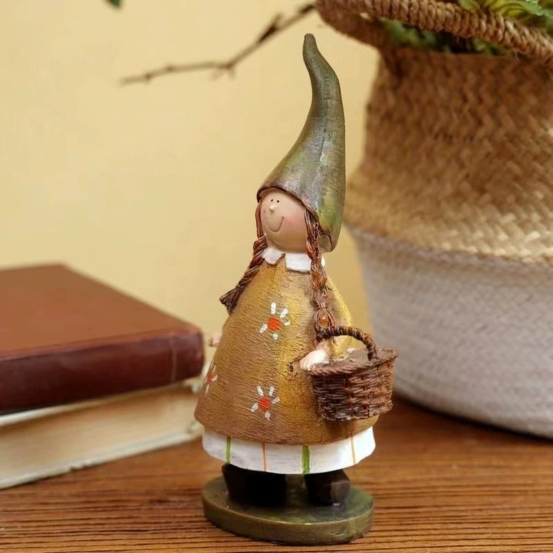 Resin Handicrafts Home Decor Resin Statue Basket Flower Girl Statue Forest Girl Resin Home Decoration Ornament Statue Gift