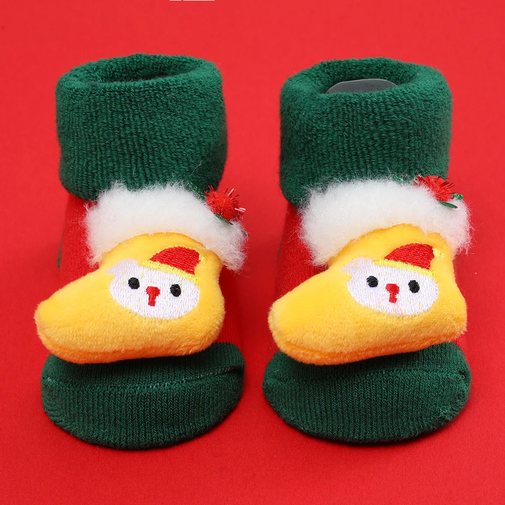 New Christmas baby shoes socks with non-slip glue winter thickened terry socks baby shoes grip socks