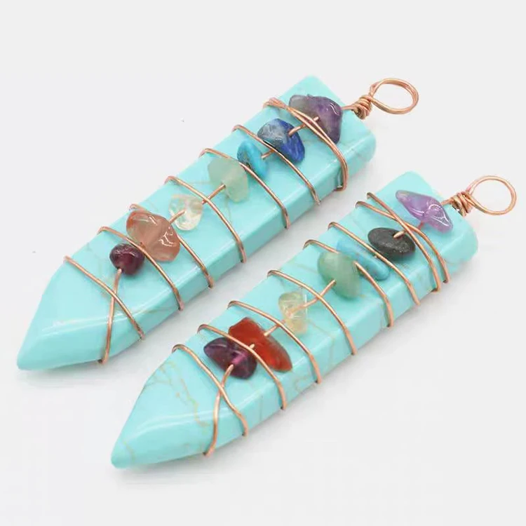 Spiritual Metaphysical Necklace Accessory Crystals 7 Seven Chakra Pointed Pendant