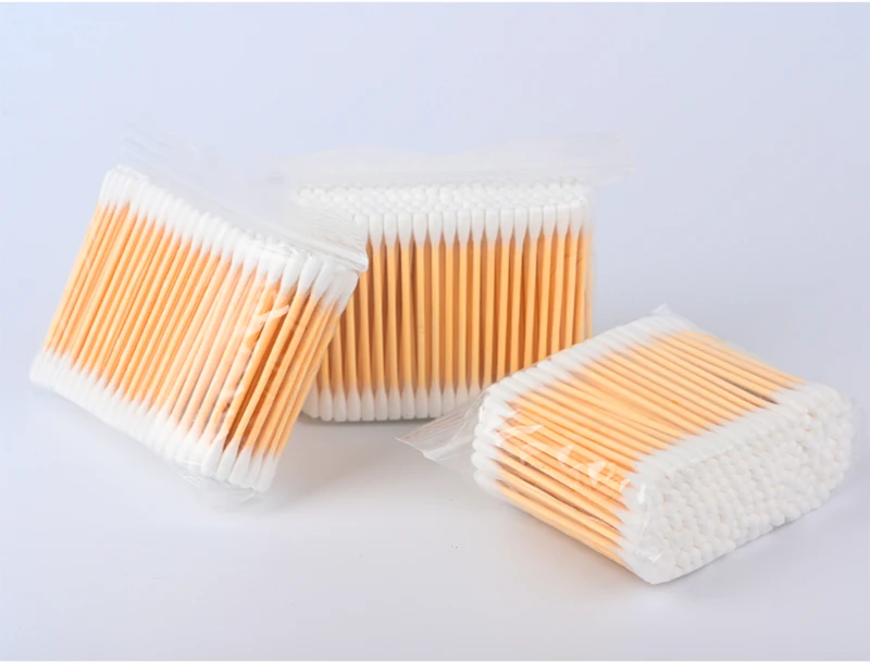 Wholesale Biodegradable Non-Pollution Cotton Swab Stick Wooden Cotton Swab Disposable Cleaning Cosmetic Cotton Swab