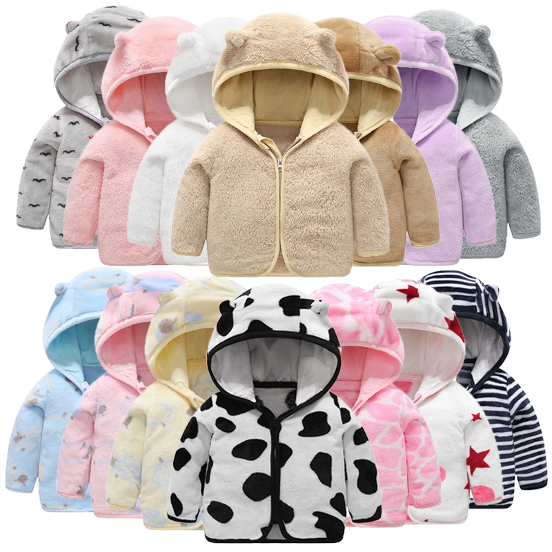 Kids Winter Jacket Fall Warm Plush Velvet Hooded Baby Coat for Boys Girls