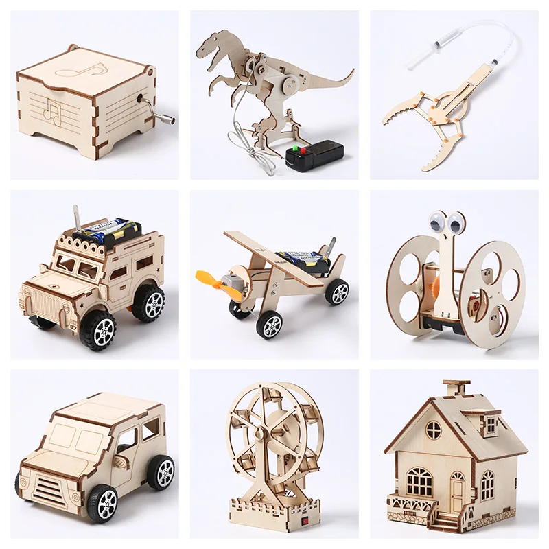 Manual Wooden puzzle Construction Jigsaw Kit science diy 3d mechanical wooden puzzle