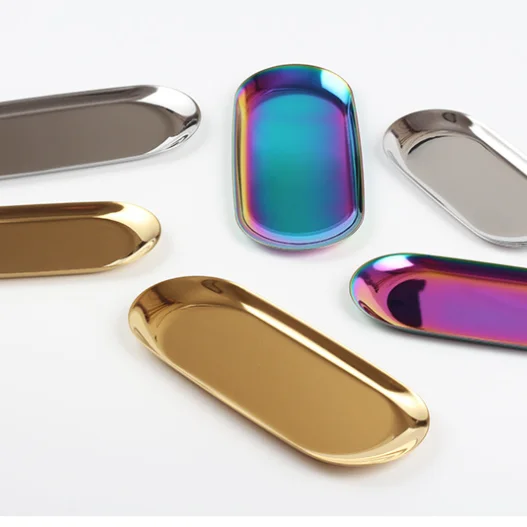 Factory cheaper various rainbow jewelry plate necklace stainless steel rolling tray