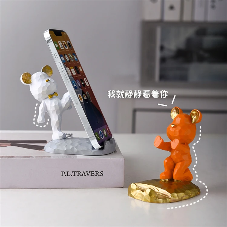 Lovely Animal Desktop Mobile Phone Holder DIY Crafts Cute Bear Cell Phone Stand Holder Home Decorations