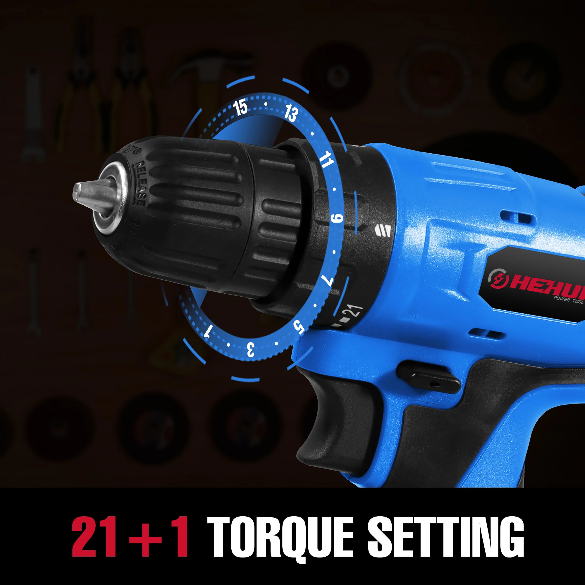 Hehui 8V Cordless Hammer Power Screwdriver 2 Speed 10 Mm Drill Driver